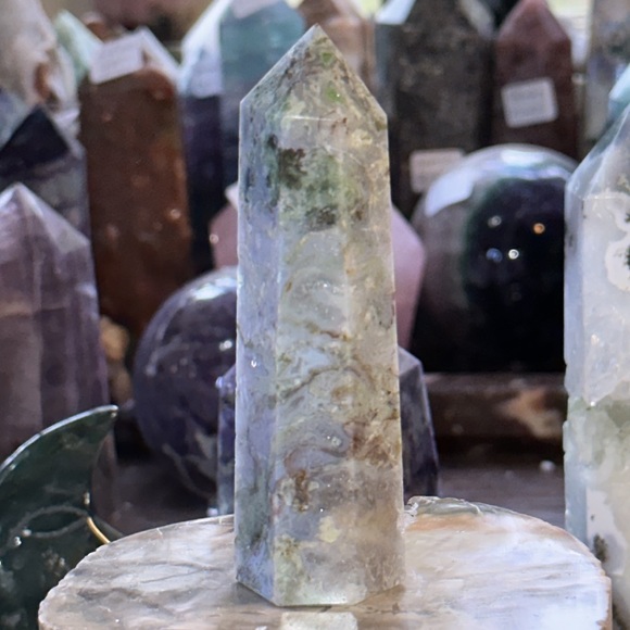 Moss Agate Crystal Point! - Picture 4 of 5